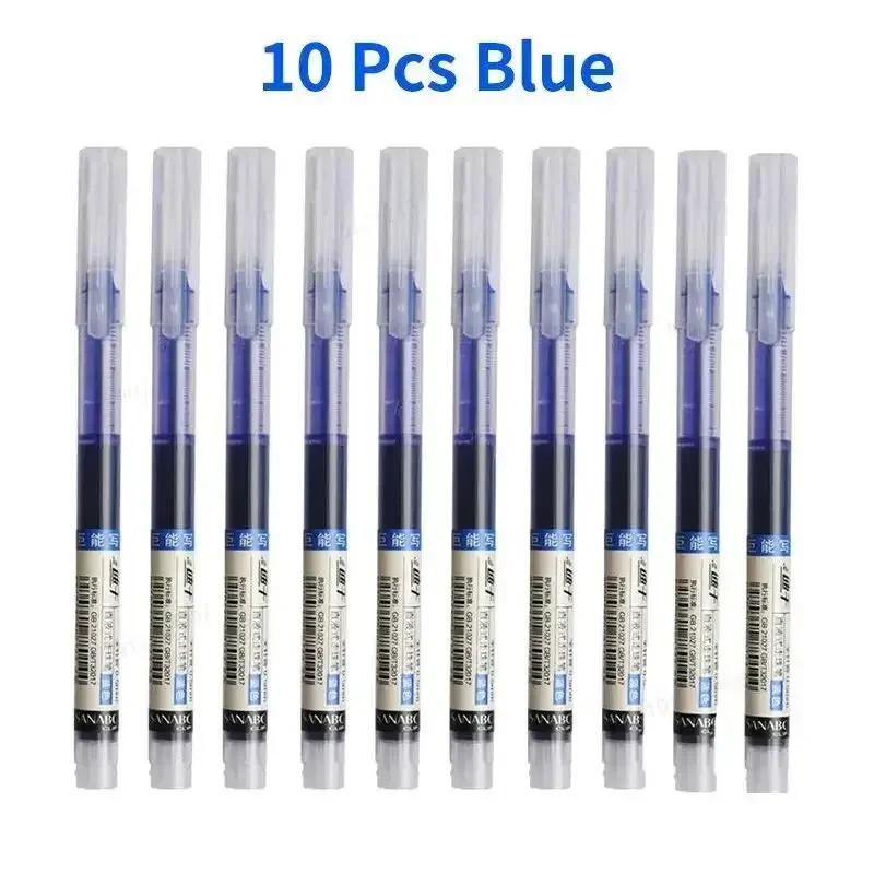 New 10Pcs High Quality Needle Type Gel Pens Straight Liquid Ballpoint Pen Kawaii Stationery School Office Supplies Writing