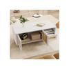 Table basse moderne - MUVOE - 105x50x40 cm - Blanc et aspect bois - 4 portes - 2 tiroirs