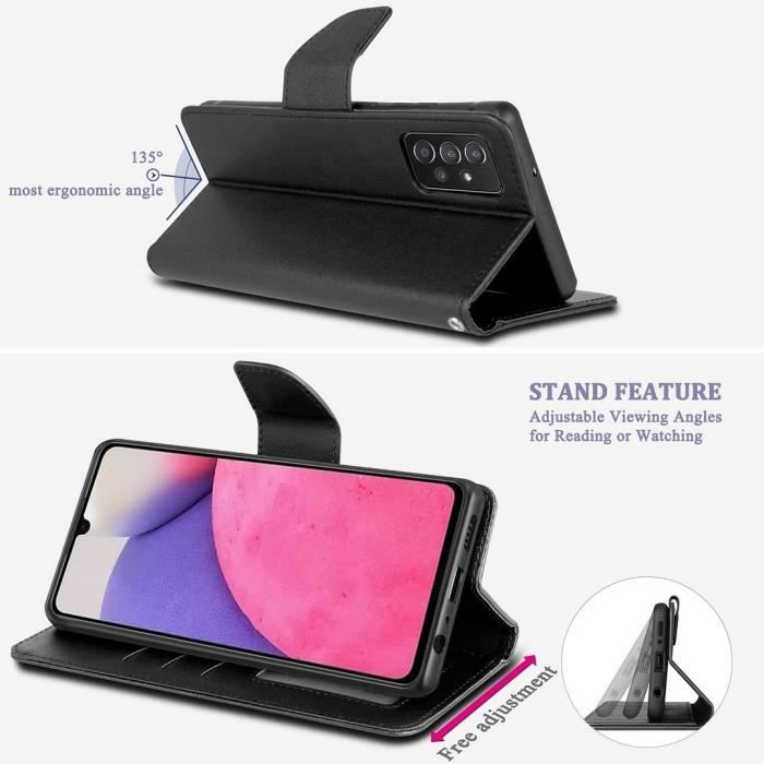 Coque pour smartphone - Booling - pour Samsung A33 5G - Effet Cuir - Fermeture Magnétique - 2 Verres Trempés