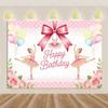 Ballet princess backdrop for girls, birthday party decoration, rose gold banner, party supplies - gift73