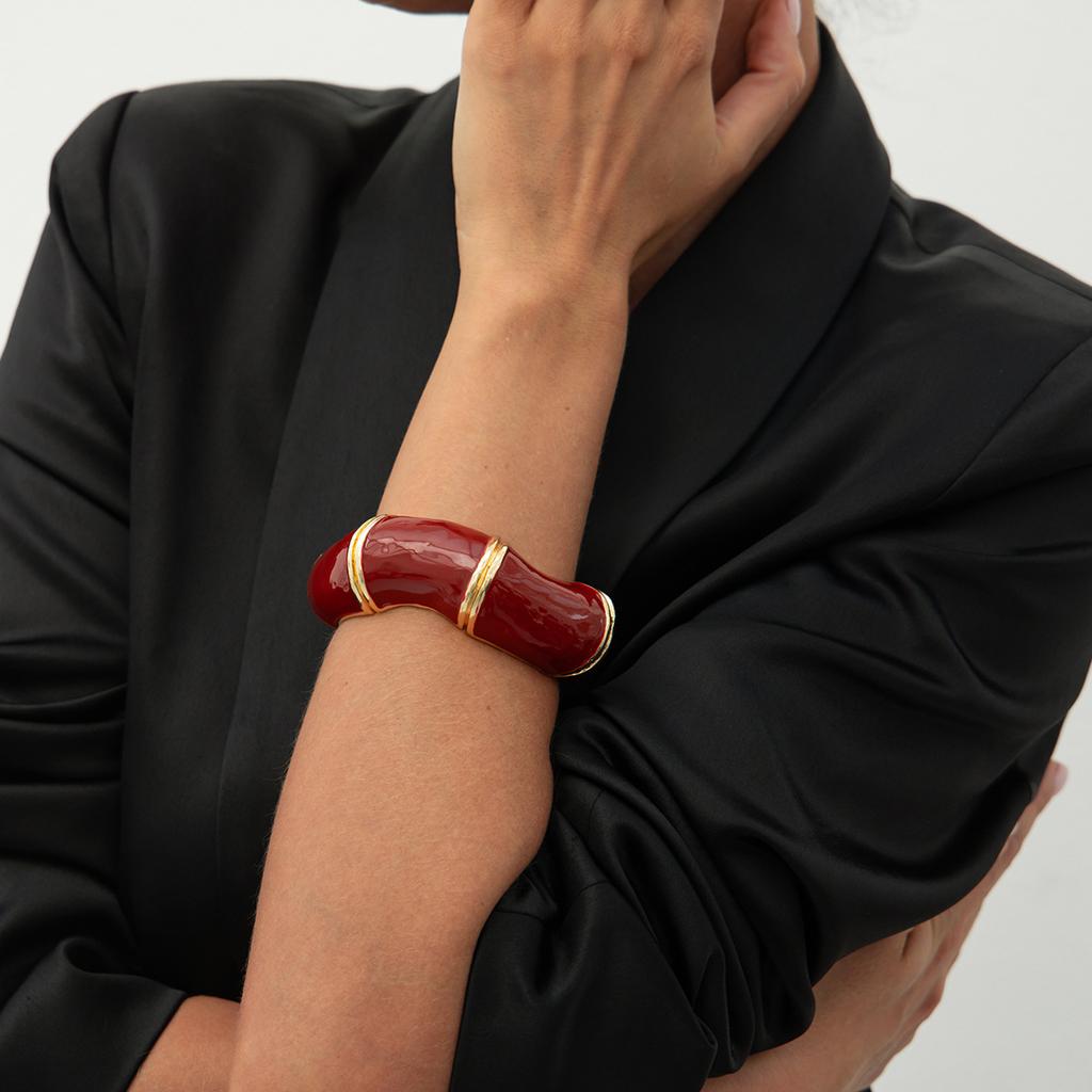 Ретро эмаль капает масло открытые массивные открытые браслеты для женщин панк нерегулярные акриловые смолы бамбуковые наборные браслеты манжеты для пары геометрические украшения для рук