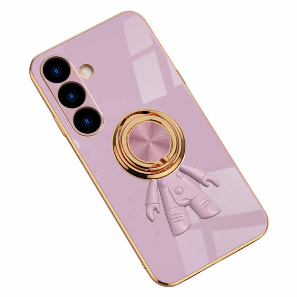 For Samsung Galaxy S24 Case with Astronaut Ring Kickstand 6D Electroplating TPU Phone Cover
