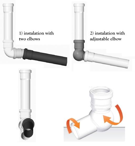 White Sewer Elbow 50 Mm, Angle Adjustment Ball
