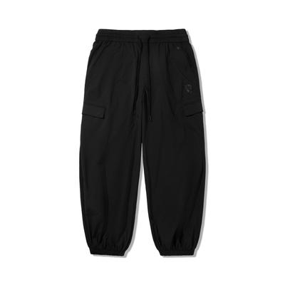 Li Ning X Jackie Chan Collaboration Kung Fu Series Sports Minimalist Solid Color Free Fit Cutters Casual Pants Men Thong Black AKXV051-2