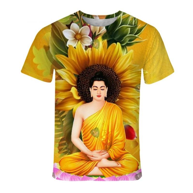 T-Shirts 3D Buddha Shakyamuni Printing T Shirt For Men Round Neck Short Sleeve Kid Cool Buddhist Faith Tops Harajuku Clothes Tee