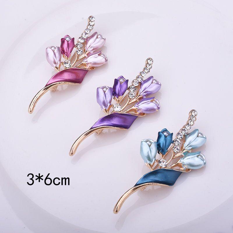 Элегантная золотая белая брошь-тюльпан, милая цветочная булавка, подарок для женщин, свадебных, помолвочных, вечерних, вечеринок, ювелирных изделий