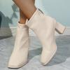 Fashion Elegant Square Toe Block Heel Ankle Boots for Women PU Leather Back Zipper Short Boots Woman Fashion High Heel Botas Mujer 2025