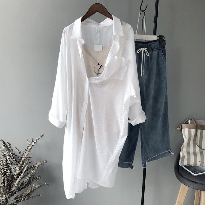 Женский летний кардиган средней длины в корейском стиле, защита от УФ-лучей, легкий, дышащий