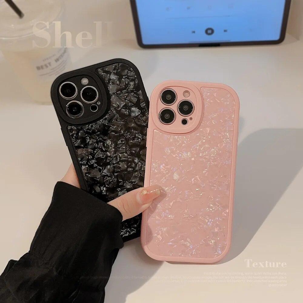 Противоударный чехол для телефона Ins Shell с текстурой для iPhone 15 14 13 12 11 Pro Max XS X XR 7 8 Plus SE 3 Mini, мягкий силиконовый чехол-бампер