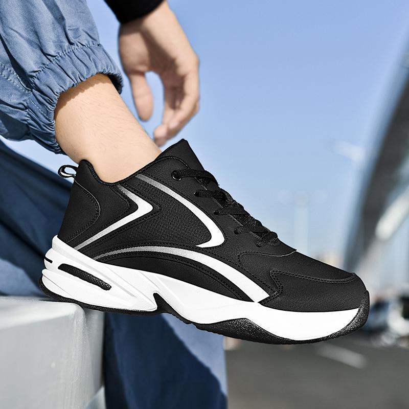 FashionMen Shoes Lace Up Leather Fashion Sneakers for Men Leather Comfort Lightweight Casual Shoes Outdoor Walking Footwear Big Size 50