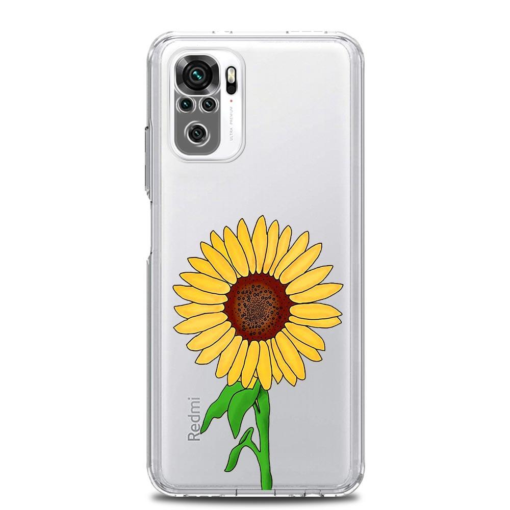 Винтажный чехол для телефона с листьями подсолнечника и цветами для Xiaomi Redmi Note 12 Plus 10C 10 11 9 8 Pro 9S 7 8T 9T 9A 9C, прозрачный чехол-бампер