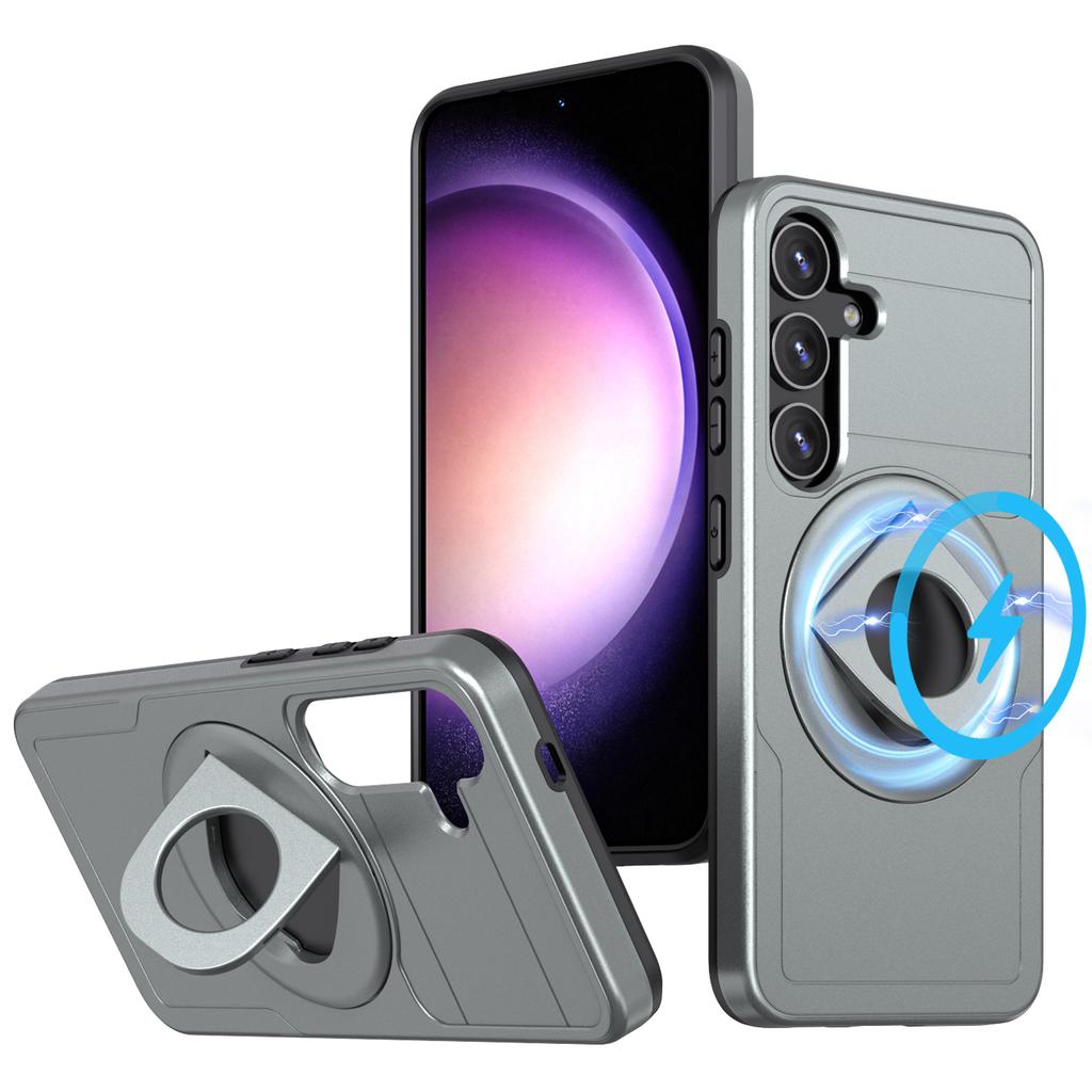 For Samsung Galaxy S25/S24 Magnetic Case Ring Kickstand PC+TPU Phone Cover