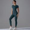 Новый однотонный двухсторонний брашированный облегающий комплект для йоги с высокой эластичностью и воздухопроницаемостью для бега, фитнеса, спорта, комплект для йоги для женщин