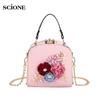 New Metal Clip Camera Small Square Bag Fashion Dinner Flower Shoulder Diagonal Tote Bag