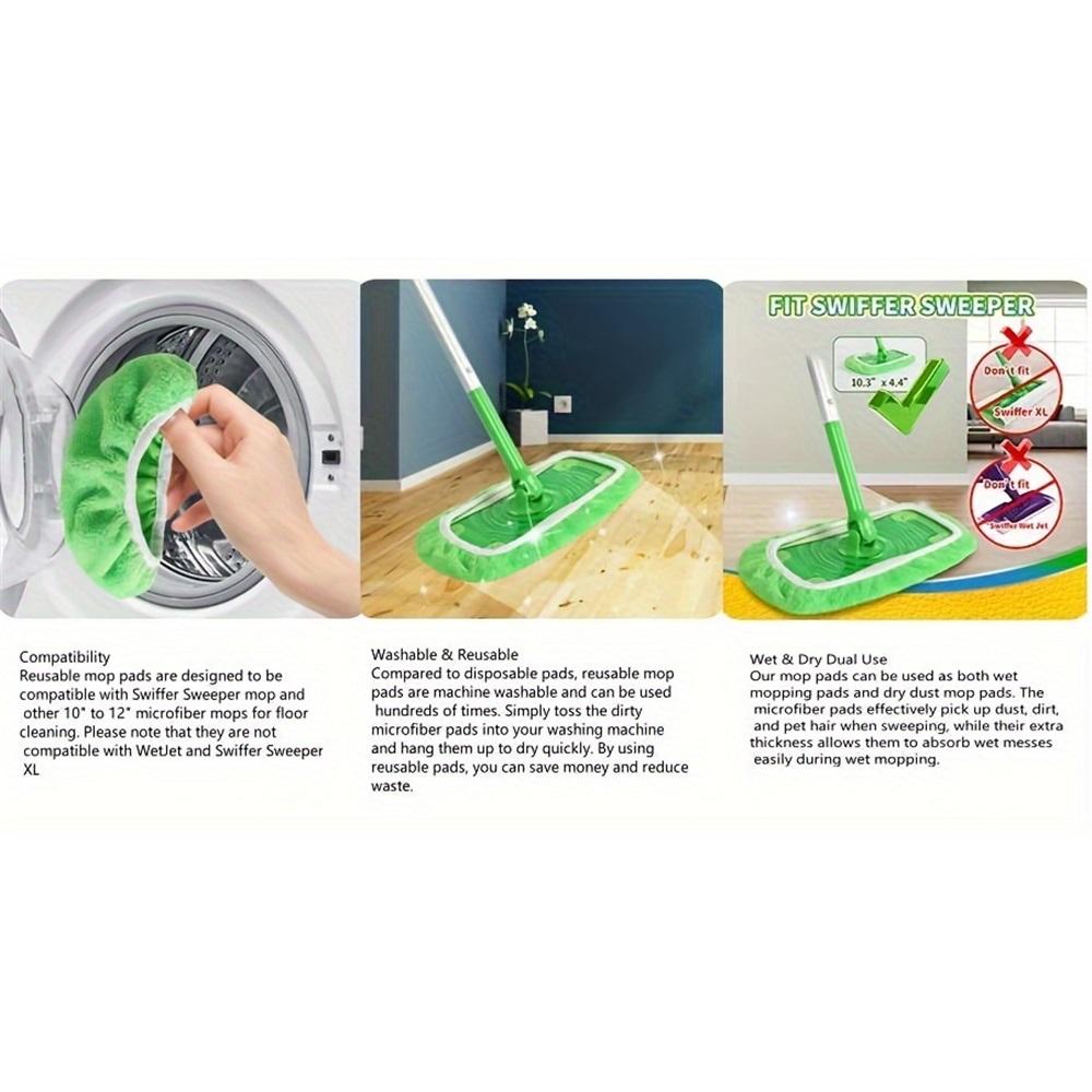 Reusable Coral Fleece Mop Pads Replacement for Swiffer, Washable Wet Dry Flat Mop Refill Covers for Floor Cleaning