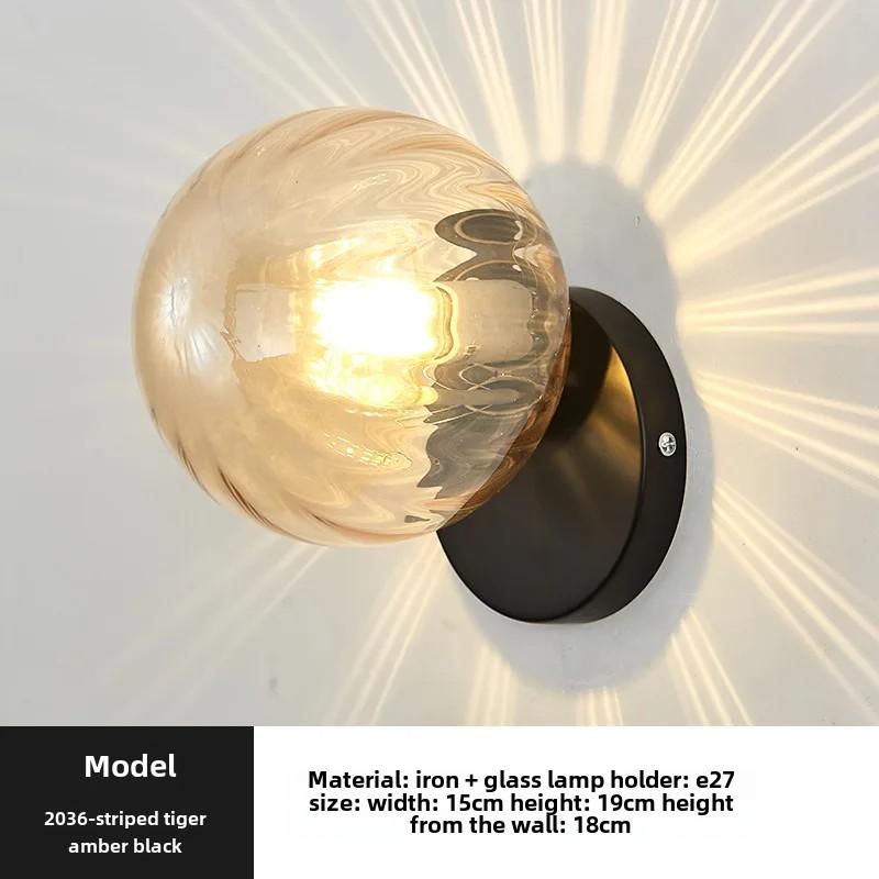 Светодиодный настенный светильник Nordic IndoorIron Modern Stairs E27, круглый стеклянный светильник для гостиной, спальни, коридора, прохода