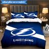 3PCS Tampa Lightning Logo Bedding Set,Including 1pc Duvet Cover And 2pcs Pillowcases Perfect for Bedroom, Dormitory, Fan Christmas gift