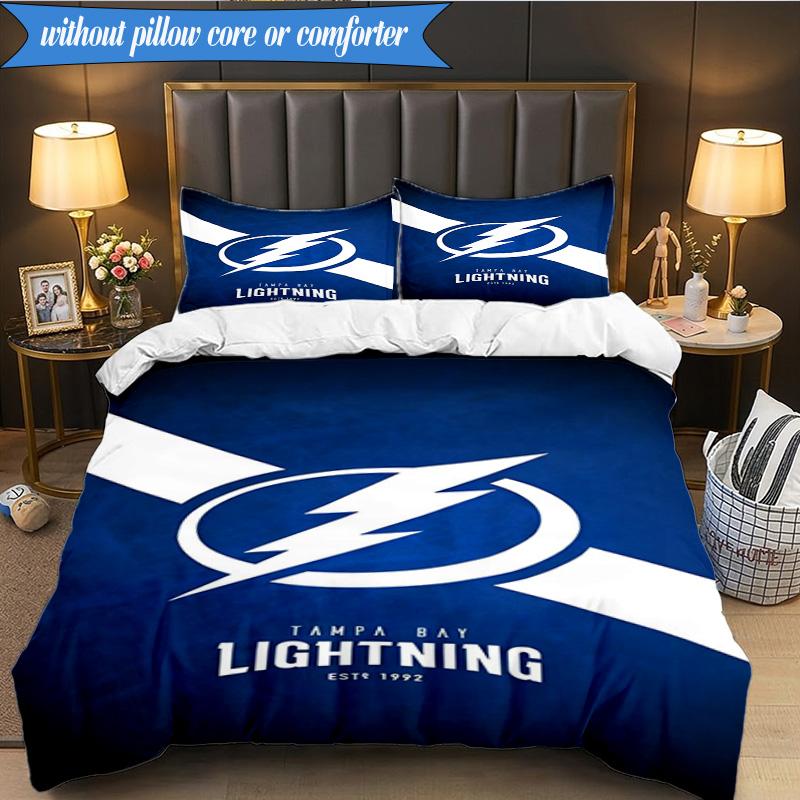 3PCS Tampa Lightning Logo Bedding Set,Including 1pc Duvet Cover And 2pcs Pillowcases Perfect for Bedroom, Dormitory, Fan Christmas gift