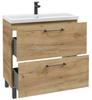 Bathroom cabinet with washbasin, tap and siphon 80x80cm, standing, Oak Craft Cassandra