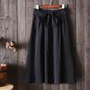 Women's Maxi Boho Skirt Solid Long Skirts Casual High Waist Tie Front Pleated A-Line Midi Skirt