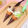 Simulation Ice Cream Cone Keychain Braided Lanyard Realistic Design Backpack Pendant Gift For Girls