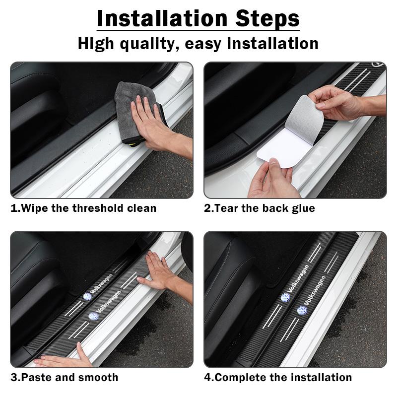 1/4/5Pcs Carbon Fiber Car Door Threshold Protective Sticker For VW Golf 6 7 8 Touareg Passat Polo Jetta B6 GTI 5 4 MK4 Touran T5 zd9