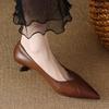 French Retro Pointed Head Light Mouth High Heels Commuter Autumn New Black Shoes Soft Leather Commuter Shoes