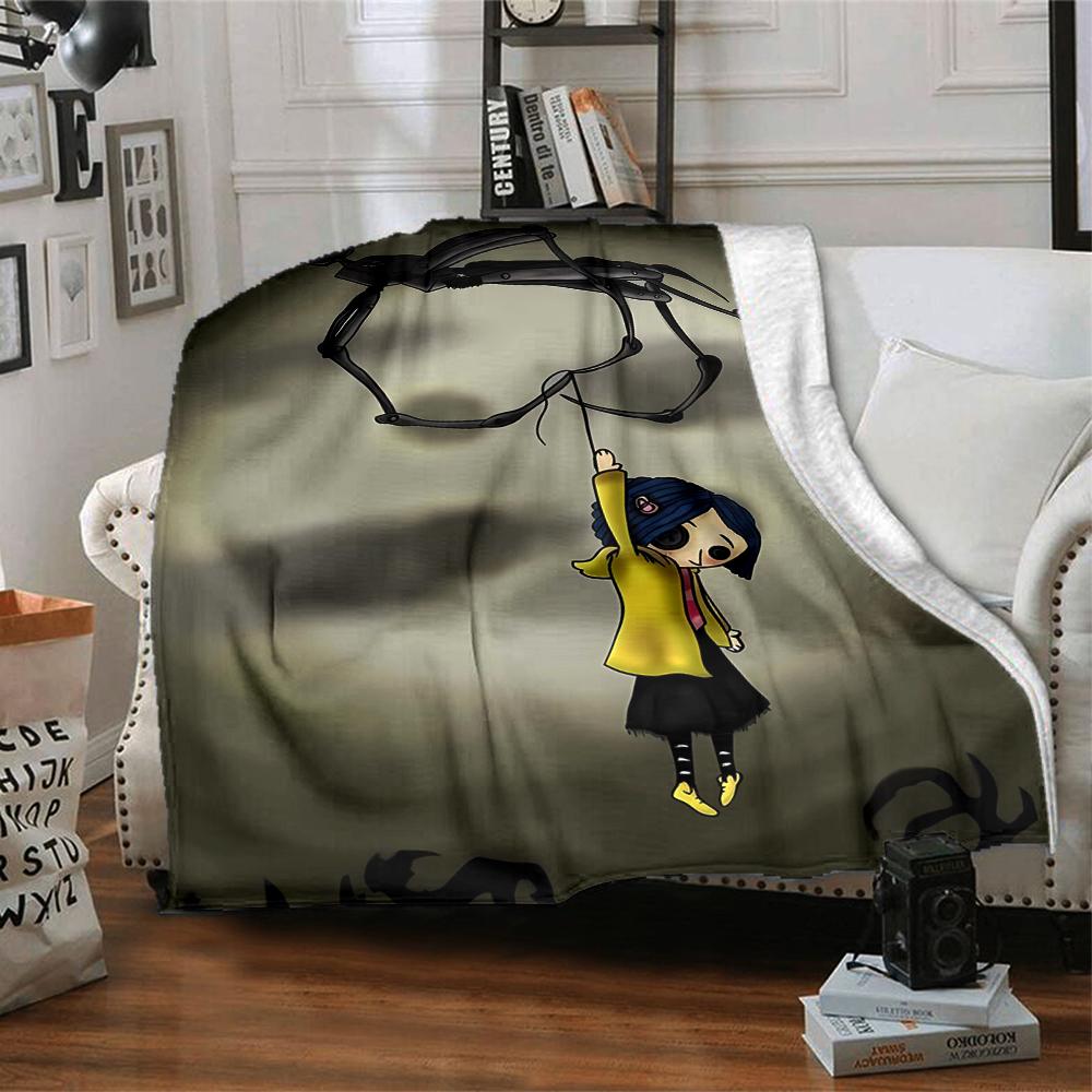 1pc Coraline (3) Blanket, Gift, for Men and Women, Soft Blanket, Good for Sofa Bed Couch Travel, Lightweight Flannel Blanket