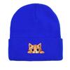 Cartoon Ginger Cat Winter Knit Cap Beanie, Animal Woman Cap Versatile Candy Color Sporting Pompom Beanies Knitted Hat Beanie