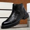 Мартинсы на молнии сбоку мужские бархатные британские кожаные ботинки-локомотивы зимние с высокой подошвой полусапожки
