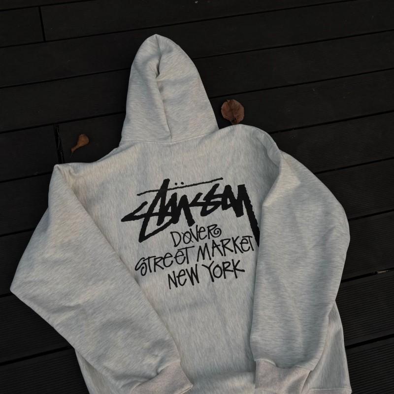 Mens Oversized Hooded Sweatshirt 450g Heavyweight Cotton Fleece Long Sleeve Streetwear Print Top