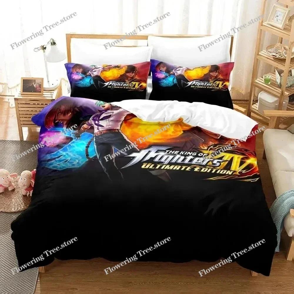 Аниме King Of Fighters Комплект постельного белья Пододеяльник Комплект для кровати Пододеяльник Наволочка Одеяло Размер King Queen Постельное белье для мальчиков и взрослых029