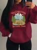 Park Pattern, Letter Print Women'S Hoodie Autumn Loose Casual Pocket Fleece Pullover