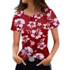 Модные футболки для женщин, летние женские топы, 3D-принт с цветочным принтом, V-образный вырез, короткие рукава, женская футболка большого размера