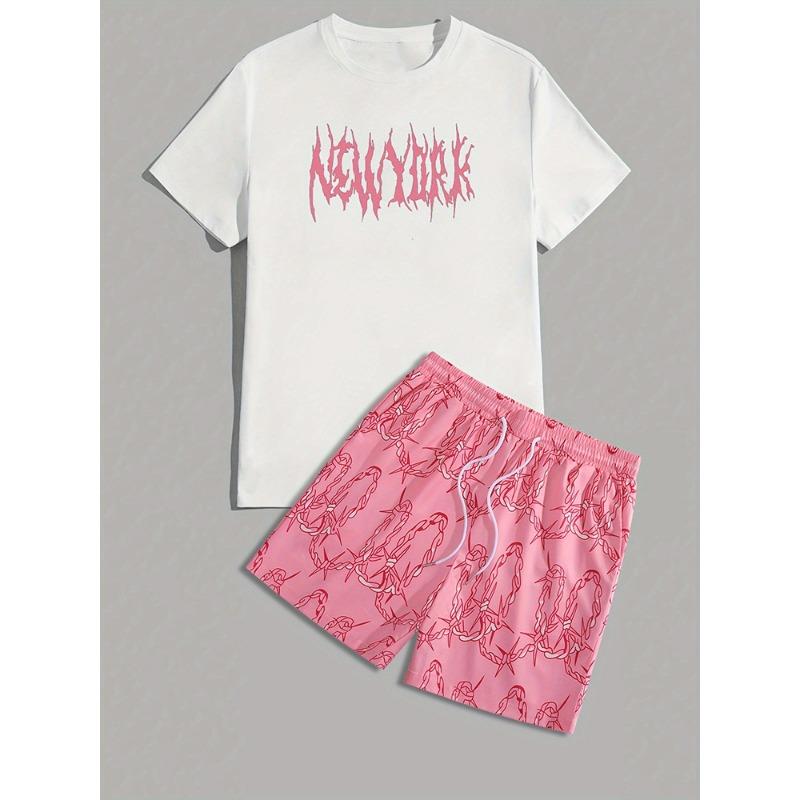 Мужской повседневный комплект одежды, желтая футболка с принтом утки и пляжные шорты, летние уличные модные спортивные шорты с короткими рукавами