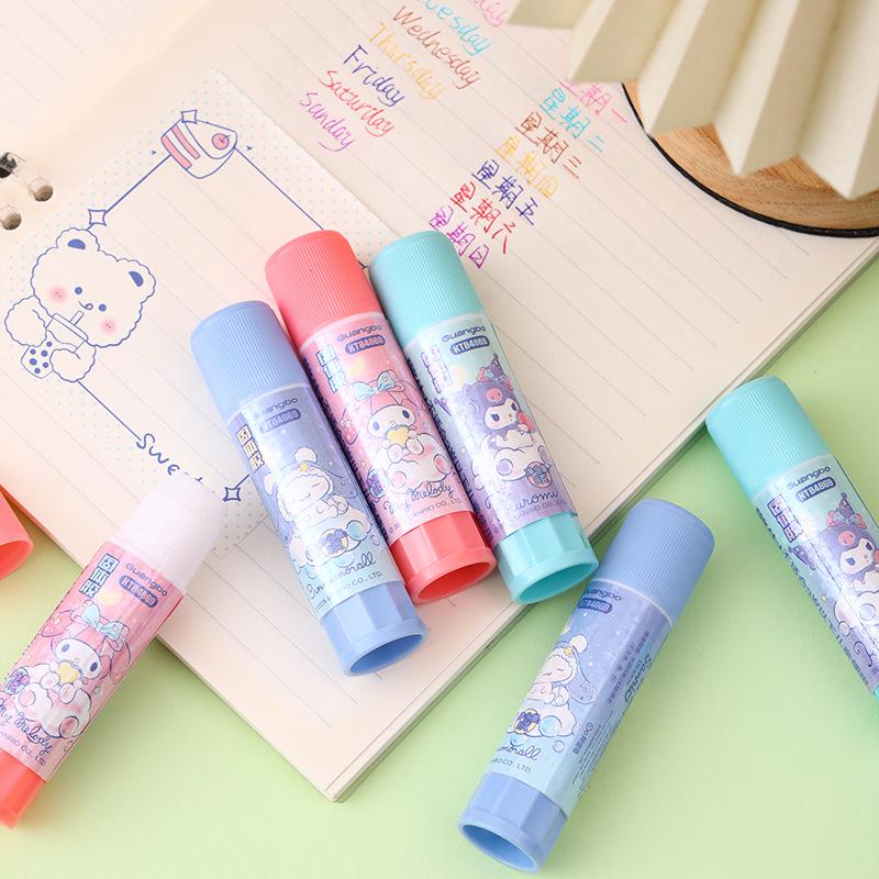 Клей-карандаш Sanrio с высокой вязкостью, милый мультяшный, для DIY и школьных проектов