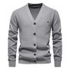 Men's Winter Long Sleeve Solid Color Sweater Jacket Men's Loose Solid Color Knitted Button Cardigan