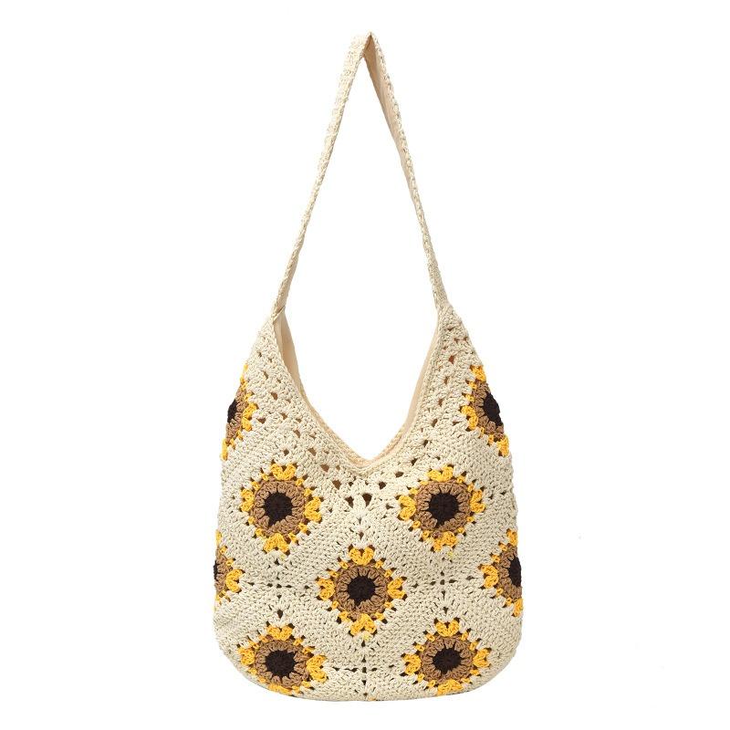 Премиальная плетеная сумка женская большой вместимости новая универсальная на плечо через плечо приморская пляжная сумка