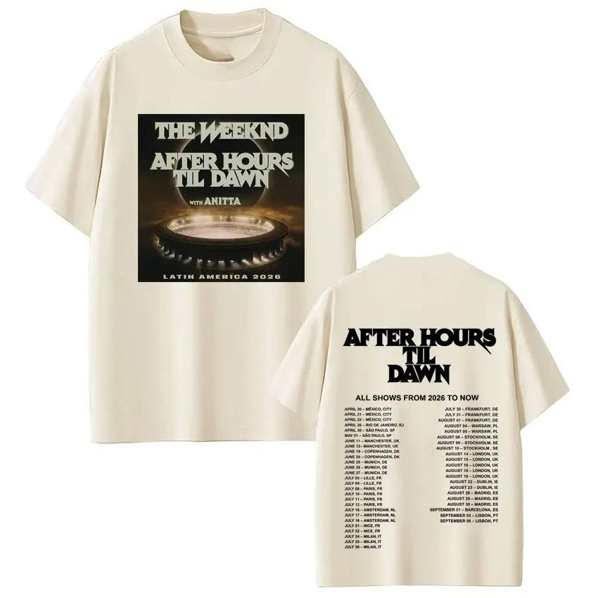 Повседневные хлопковые футболки с коротким рукавом, свободные, Мерч The Weeknd After Hours Til Dawn Tour 2026, футболки унисекс, женская модная одежда