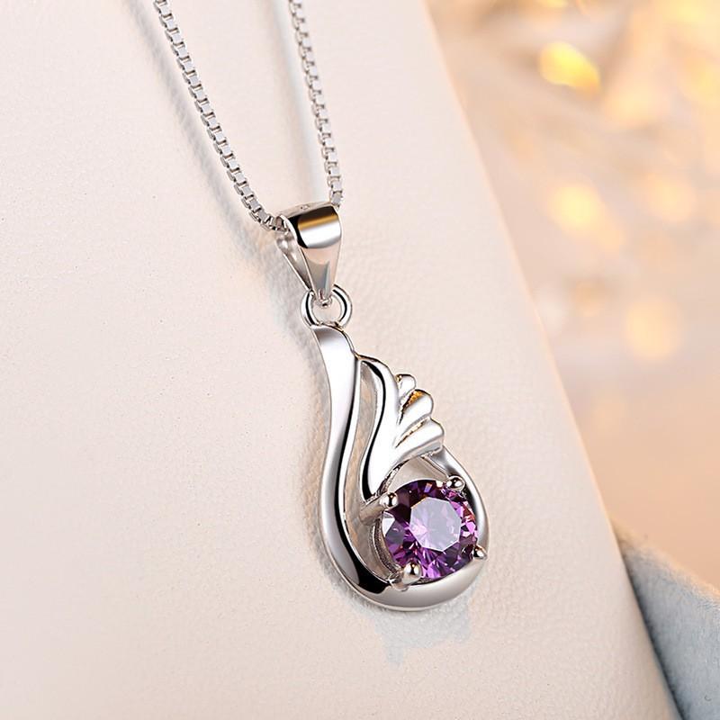 BELLA BOX New Product S925 Sterling Silver Angel Tear Pendant For Women's Fashion Korean Teardrop-shaped Feather Necklace