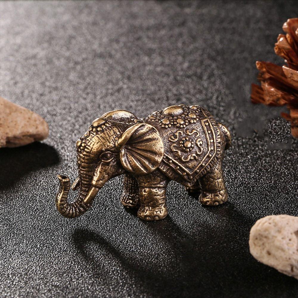 Elephant Brass Elephant Miniatures Brass Lucky Elephant Statue Portable   Desktop