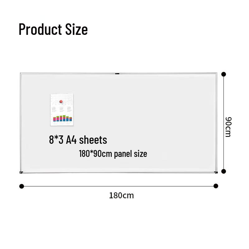 Deli 180x90cm Magnetic Wall-Mounted Whiteboard Set