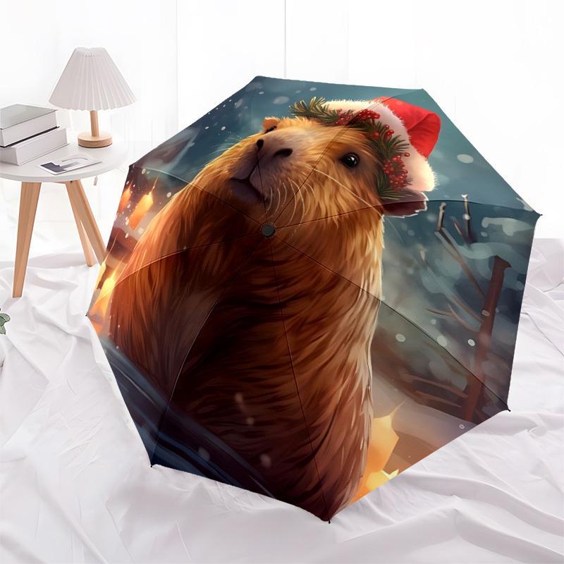 1pc Capybara Print Automatic Umbrella - 8-Rib Durable Frame, Portable Fashion Accessory & Holiday Gift yy251117185