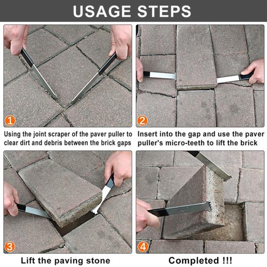 1 пара съемников для укладки тротуарной плитки, съемник для тротуарной плитки со скребком для швов, микрозубцы, захватные пазы, инструмент для извлечения тротуарной плитки для сада, газона, двора, патио, укладчика тротуарной плитки