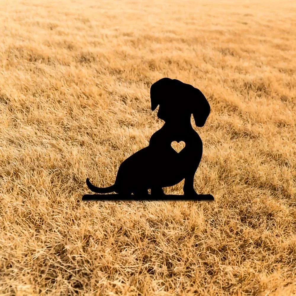Садовый столб для сидящей собаки - металлический знак для двора с силуэтом из железа | Креативное украшение двора и сада для увековечения памяти питомца
