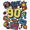 Футболка Back To The 90s Черная Ретро Графика в стиле 90-х с принтом игровой консоли, кассеты и бумбокса для повседневной носки, вечеринок и ностальгических мероприятий