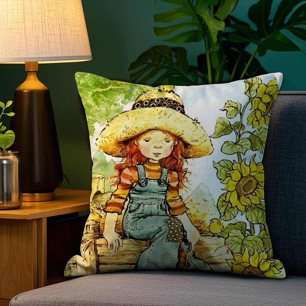 Art Pillow Case Sofa Living Room Bedroom Double-sided Printing Square Sarah Kay Swing Girl Cushion Nap Time Pillow Case