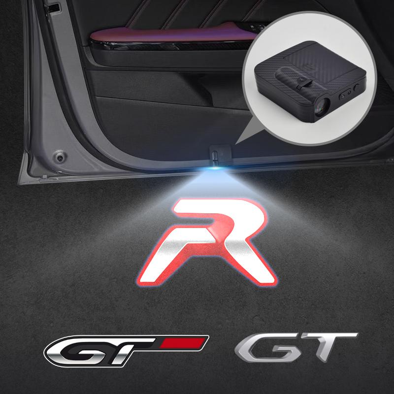 For Peugeot GT R Emblem RCZ 208 301 206 508 5008 308 Car Door Light Welcome Lamp Wireless Laser Projector Auto Decoration HD LED