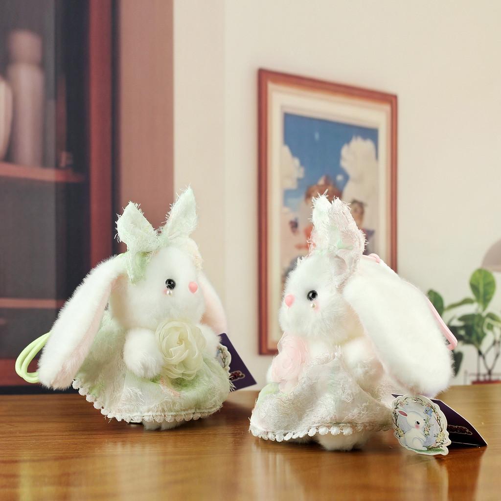 Flower Pattern Stuffed Bunny Doll With Pp Cotton For Home Decor