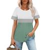 Women's Fashionable Casual Pleated Round Neck Gradient Printed Short Sleeved T-shirt Top